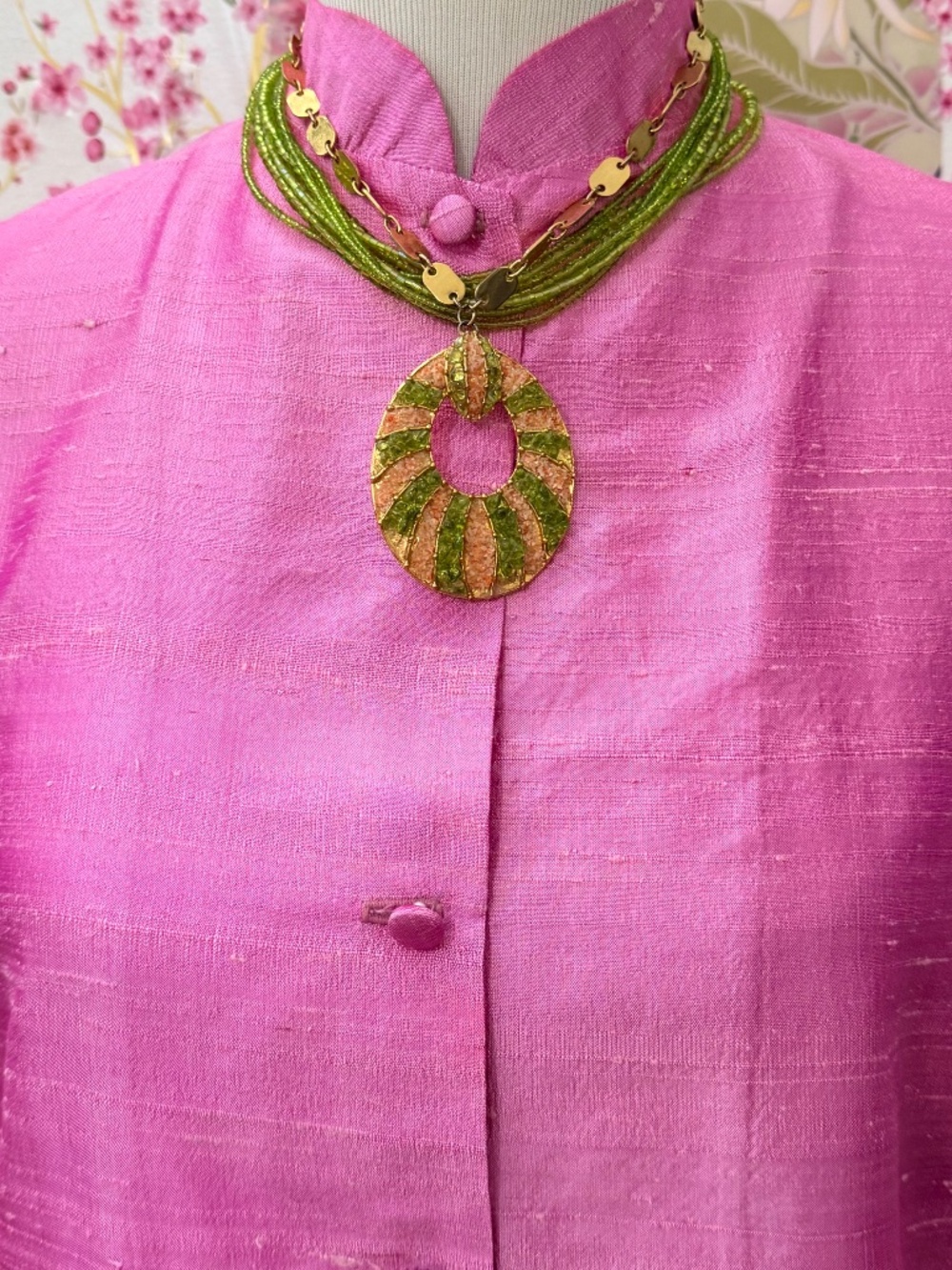 VTG Charlotte Kellogg Palm Beach Raw Silk Tunic, Resort Wear, Fuscia/Pink